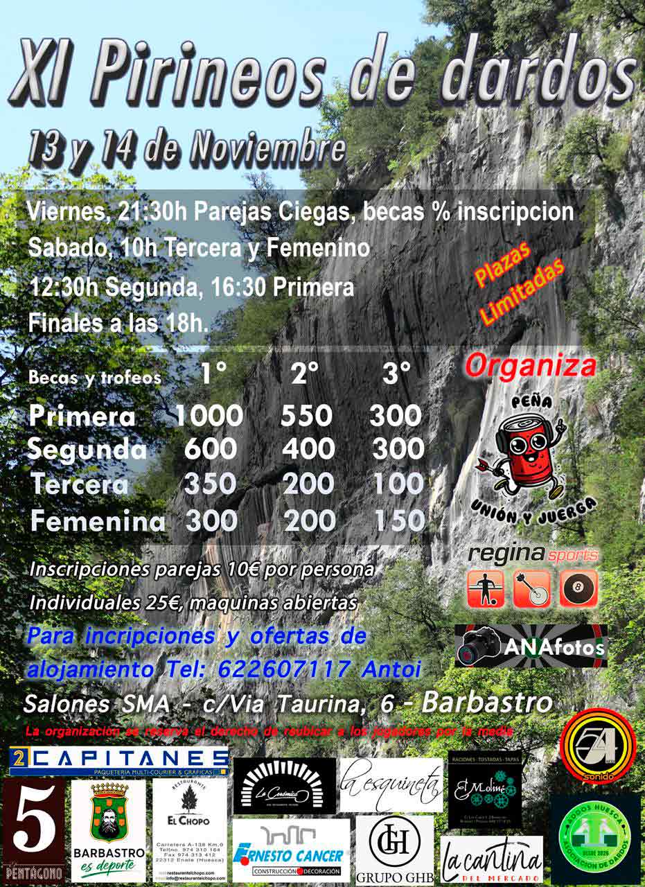 XI Campeonato de Dardos de los Pirineos 13 y 14 Noviembre 2026 - Regina Sports